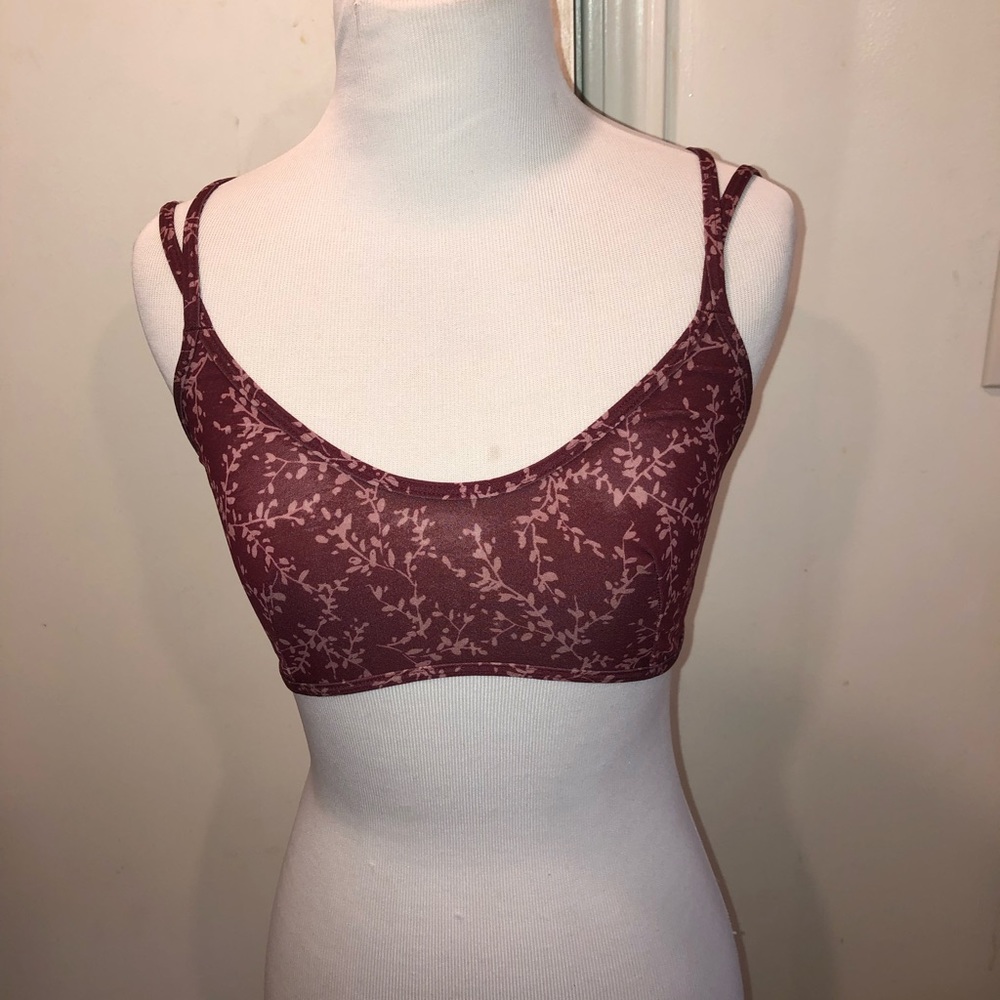 Urban Outfitters Maroon Floral Strappy Bralette